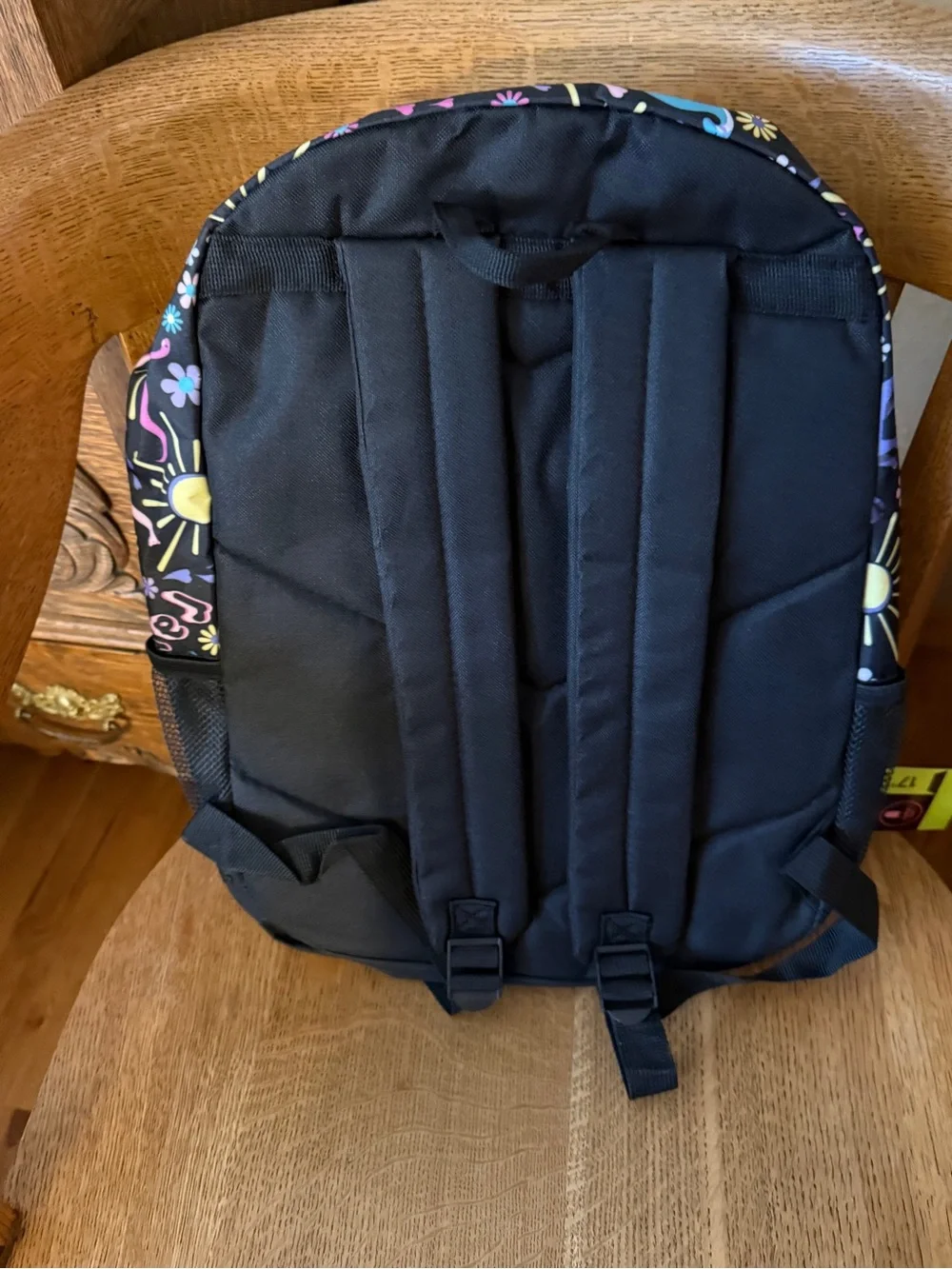 Wonder Nation Kids Black Backpack with Pastel Pink Dinosaurs and Sun Print NEW